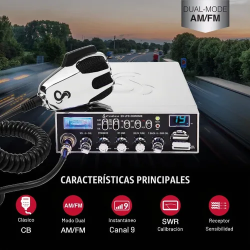 Vista 3 de Cobra Radio CB profesional de 29 LTD - Radio de emergencia CB AM/FM de 4 vatios con 40 canales completos