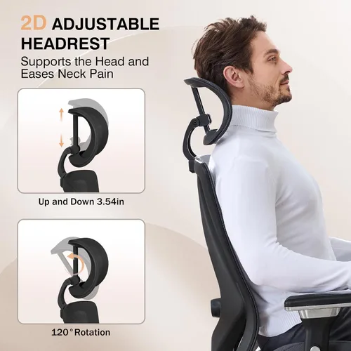 Vista 4 de Silla de oficina grande y alta de 750 libras con cojín ancho y grueso, sillas de oficina ergonómicas de malla para personas pesadas, silla