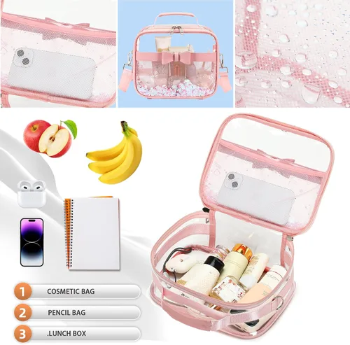Vista 6 de Monederos transparentes para mujer, bolsas transparentes aprobadas para estadios, bolsa cruzada pequeña, bolsa transparente tipo cartera