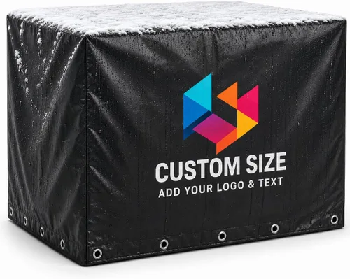Vista 9 de Cubierta de protección contra el polvo para equipos de ajuste personalizado hecha a medida con texto o logotipo personalizado para muebles y equipos