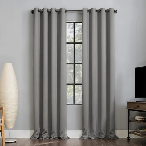 Vista 19 de Sun Zero Nordic - Juego de 2 paneles de cortinas con ojales de grado teatral extremo 100% opacas, 104" x 96" (2* 52" x 96"), cortinas opacas blanco
