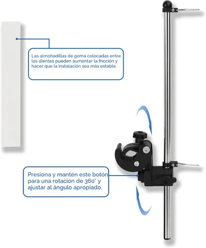 Vista 6 de Mástil universal para bandera de barco, abrazadera ajustable de acero inoxidable 316, kit de poste de bandera de barco con montaje en riel sin