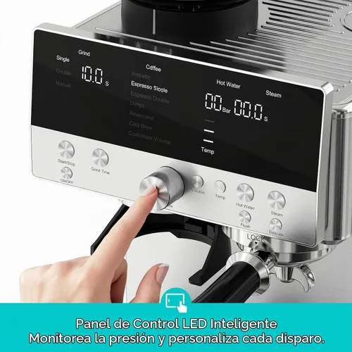 Vista 5 de CASABREWS MARENZA Máquina de café expreso con molinillo integrado y varita