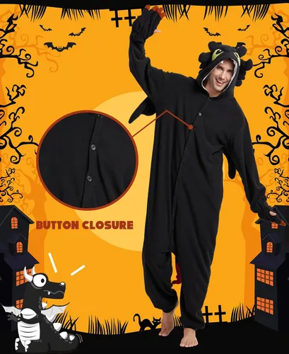 Vista 4 de Kidukso Pijama unisex de dragón para adultos, lindo animal, ropa de dormir de dragón, Halloween, Navidad, fiesta, disfraces para mujeres y hombres