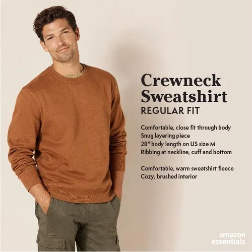 Vista 2 de Tienda Essentials - Sudadera de vellón con cuello redondo para hombre (disponible en tallas para grandes y altos)