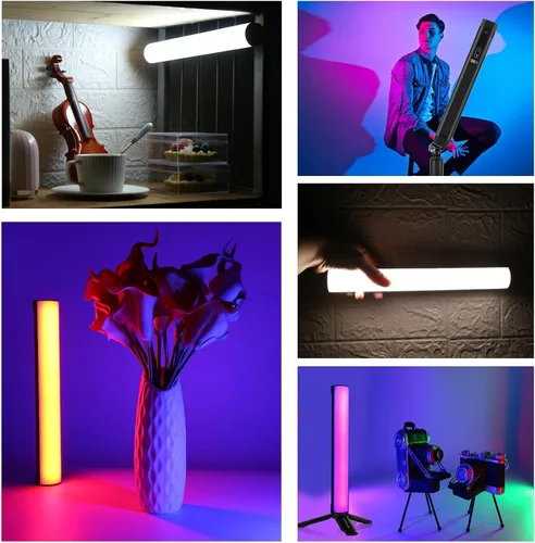 Vista 8 de OBEST Luz de video RGB portátil con batería de 3000 mAh, 2500-9000 K, regulable, para estudios fotográficos, TikTok, YouTube Vlogs, 11.8 in