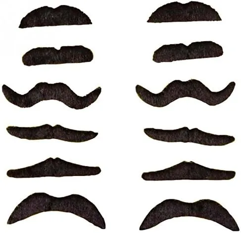 Vista 7 de Juego de 12 bigotes falsos divertidos para tu cumpleaños, para Halloween, fiestas, niños, regalos, diversión, cumpleaños, fiestas, juegos, hogar