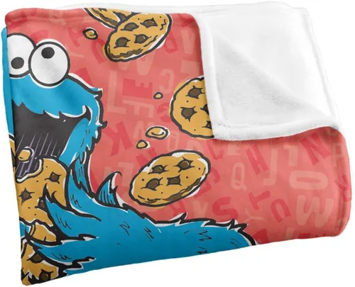 Vista 3 de Manta de personaje de Monstruo de Galletas de Plaza Sésamo con licencia oficial, tacto sedoso, manta súper suave, 36 x 58 pulgadas