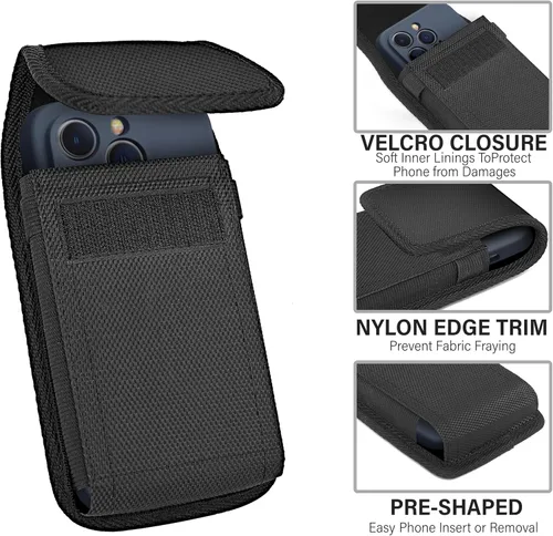Vista 3 de Funda para iPhone SE, 8 7 6s 6 - Funda para cinturón de teléfono celular con clip para hombre, bolsa de nailon resistente