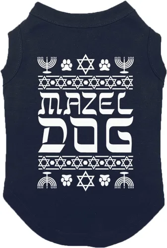 Vista 6 de Mazel Dog – Hanukkah Pascua Seder Judío vacaciones perro camisa (negro, X-Small)