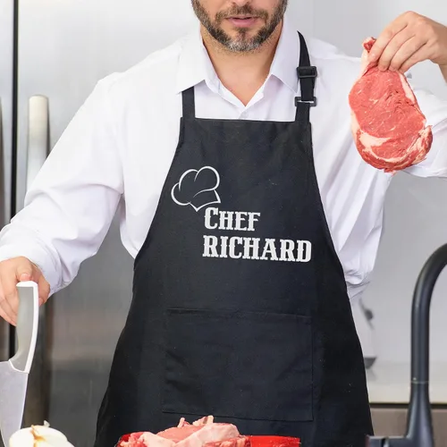 Vista 8 de Delantal de chef con nombre personalizado, regalos personalizados para hombres, regalos para mujeres, delantales para mujeres con bolsillos, regalos