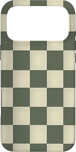 Vista 21 de Funda para iPhone 11 Pro Max con patrón de tablero de ajedrez verde salvia