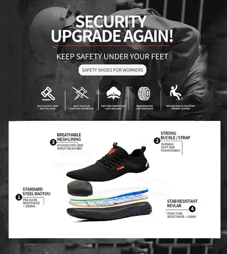 Vista 7 de ulogu Steel Toe Sneakers for Men Women Breathable and Lightweight Safety Construction Work Shoe