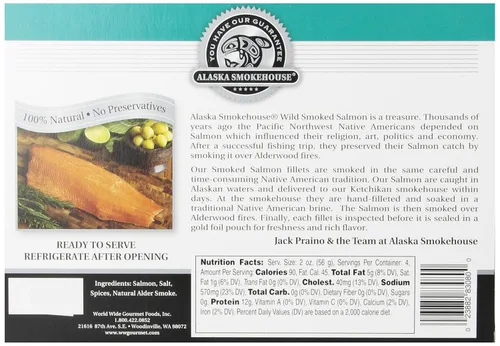 Vista 4 de Alaska Smokehouse Salmón ahumado jumbo (8 onzas), paquete variado de 3
