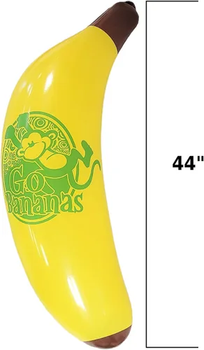 Vista 2 de Vinilo inflable de plátano amarillo fresco (44 pulgadas). Fruta segura para inflar. Juguete de piscina. Decoración de fiesta.