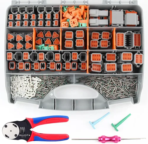 Vista 11 de Newdeli Deutsch - Kit de conectores de 12 pines, impermeable, conector eléctrico de 16 AWG macho y hembra, conectores de cable automotriz