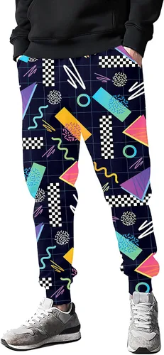 Vista 3 de Pantalones deportivos de moda estilo de los años 80 para hombre, pantalones deportivos divertidos para hombre, pantalones deportivos casuales