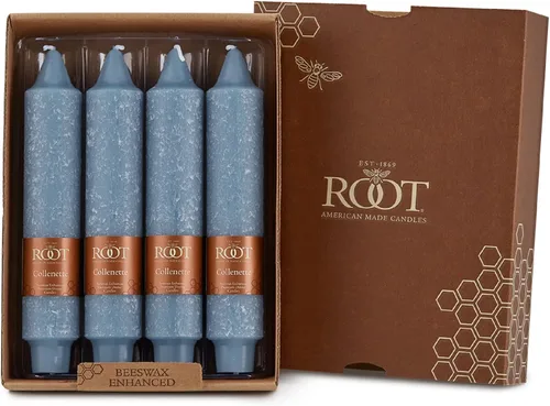 Vista 39 de Root Candles Juego de velas sin perfume de mezcla de cera de abeja de alta calidad, 5 pulgadas, azul Williamsburg, 8 unidades Williamsburg Azul