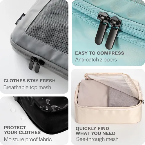 Vista 6 de Aerotrunk Cubos de embalaje de compresión para viajes, bolsas organizadoras de equipaje, cubos de embalaje con doble cremallera para maletas