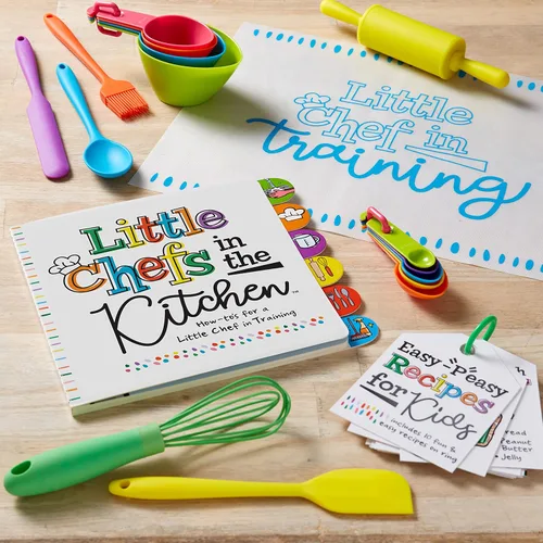 Vista 7 de C.R. Gibson Kids Games - Juego de actividades de cocina Little Chef para niños pequeños y preescolares, 10 unidades, anillo de tarjetas de recetas
