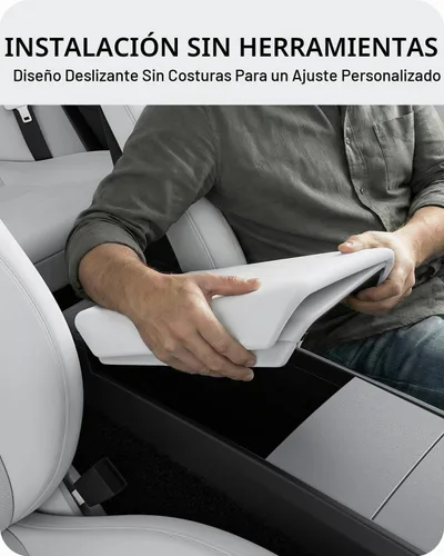 Vista 6 de BASENOR Funda para reposabrazos de consola central para Tesla Model Y Juniper/Model 3 Highland 2025 2026 [antideslizante] [sin logo] Accesorios