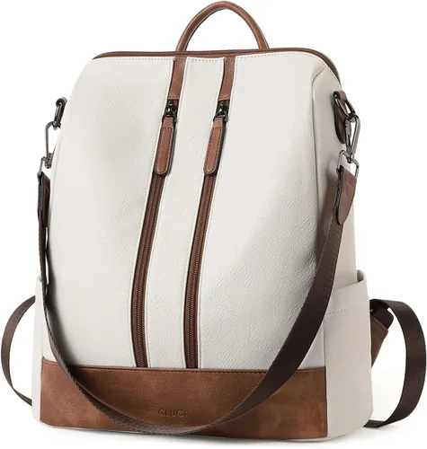 Vista 25 de CLUCI - Mochila de cuero para mujer, convertible, grande, para viajar, de diseñadora, moda, casual, bolso de hombro universitario
