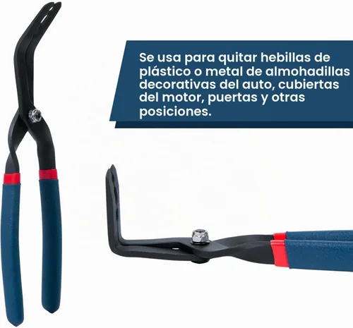 Vista 6 de Juego de 2 alicates de herramientas de extracción de clips de 45 y 90 grados, alicates de clip para hebillas de plástico o metal para tapetes