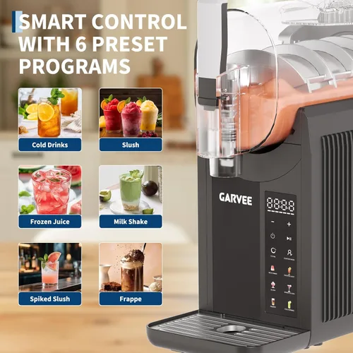 Vista 4 de CuisinSmart Máquina de granizado para el hogar, 6 modos preestablecidos pantalla LED un clic Slushy Maker
