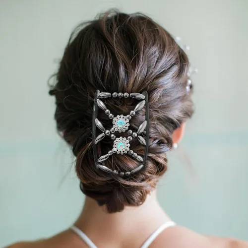 Vista 5 de Quacc 2 peines mágicos para el cabello, con cuentas elásticas, pinzas de doble cara, peine para el cabello para mujeres y niñas, accesorios
