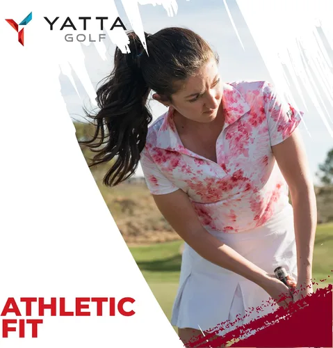 Vista 7 de YATTA GOLF Polo de golf para mujer, resistente a las arrugas, absorbe la humedad y cuello en V para mujer