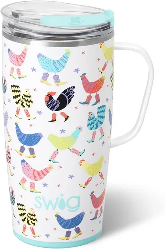 Vista 16 de Swig Life Taza de Viaje de 18 oz, Vaso Aislante con Asa y Tapa, Taza de Café de Viaje, Compatible con Portavasos, Acero Inoxidable, Vaso de 18 oz