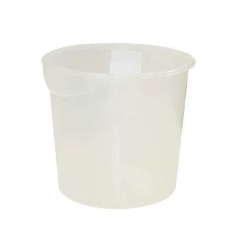 Vista 5 de Rubbermaid Productos comerciales Contenedor redondo de plástico para almacenamiento de alimentos con asa, 4 cuartos de galón, amarillo, rango