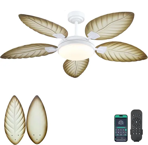 Vista 19 de PHORUS Ventiladores de techo de hoja de palma de 48 pulgadas con luces, ventiladores de techo tropical para exteriores con control remoto