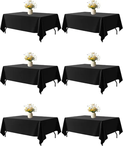 Vista 8 de Niuara Mantel de Mesa Rectangular Negro - Paquete de 6, 60" × 84" Mantel de Tela Lavable para Mesas de 5 Pies, Resistente a las Arrugas y a Prueba