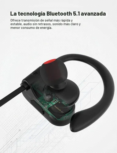 Vista 5 de Auriculares Bluetooth, auriculares inalámbricos IPX7, impermeables, 15 horas de reproducción, con micrófono, sonido estéreo HD, a prueba de sudor