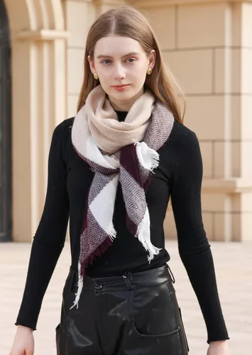 Vista 100 de Wander Agio - Bufanda envolvente con diseño a cuadros o triangular para mujer, cálida y larga, de punto, sensación de cachemira, chal