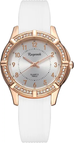 Vista 9 de Reloj de enfermera para mujer con bisel de cristal, correa de silicona, movimiento de cuarzo, reloj de pulsera impermeable para mujer