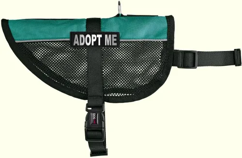 Vista 39 de Dogline MaxAire - Chaleco de malla para perros de 13 a 16 pulgadas y 2 parches extraíbles Adopt Me, talla S, color negro