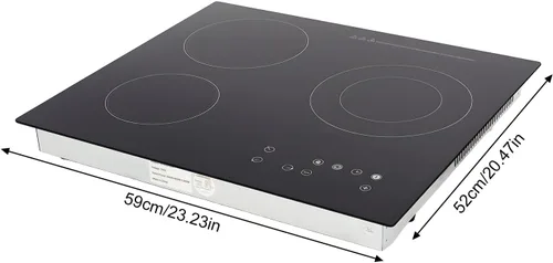 Vista 7 de Placa de cocción de inducción portátil de 2600 W, quemador de encimera de placa de vidrio eléctrica con 9 temperaturas ajustables y asas, placa