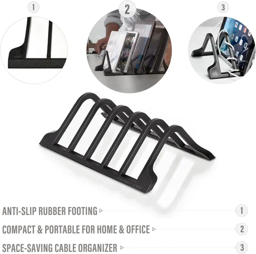 Vista 3 de Prosumer's Choice Organizador universal de carga – Soporte para múltiples dispositivos con capacidad para 5 tabletas o teléfonos inteligentes