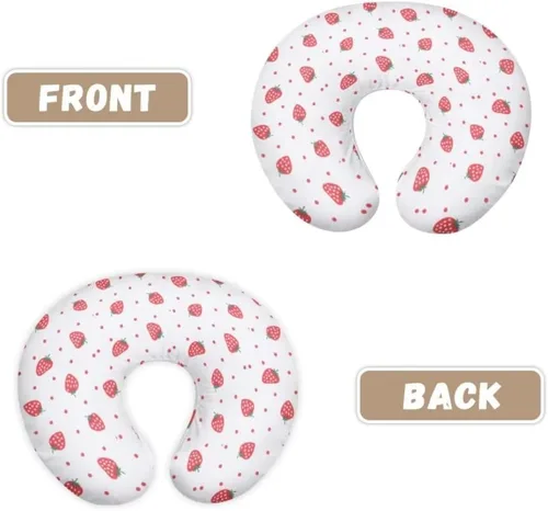 Vista 2 de Funda de almohada de lactancia para niñas, funda de almohada de lactancia materna de fresa para bebé, se adapta perfectamente a la funda de almohada