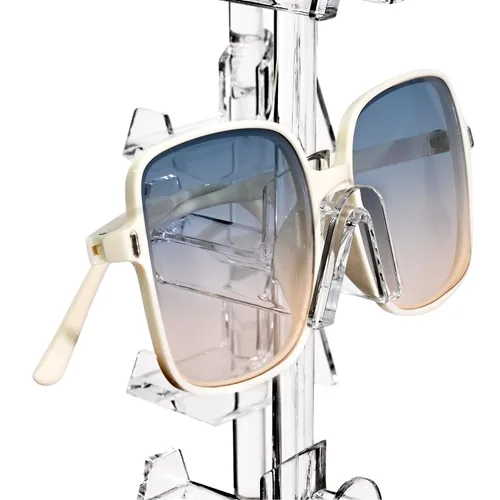 Vista 5 de Mooca pantalla giratoria acrílica para gafas, 24 armazones Rotating Eyewear rack, oversized supports display large sunglasses, eyeglasses for