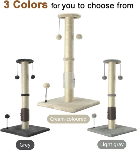 Vista 7 de PEEKAB Poste rascador para gatos de 32 pulgadas de alto, postes rascadores de cuerda de sisal con bola colgante y cepillo de auto-masaje, rascador