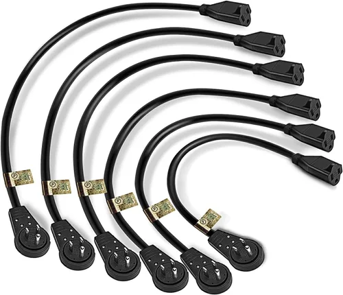 Vista 9 de Nekteck - Cable de extensión de 1 pie de enchufe plano giratorio de 360°, cable de alimentación de 3 clavijas 14AWG/15A, cable de alimentación