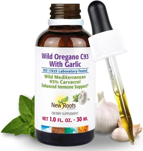 Vista 9 de NEW ROOTS HERBAL Gotas de aceite de orégano silvestre Extra fuerte con 93% de carvacrol (1 onza líquida) 547 porciones, aceite de concentración