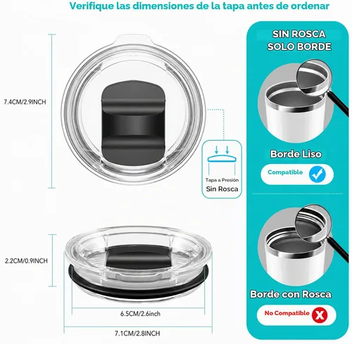 Vista 2 de Repuesto de tapa para vaso de vino de 10 onzas, paquete de 2 tapas magnéticas deslizantes compatibles con YETI de 6 onzas, taza apilable de 8 onzas