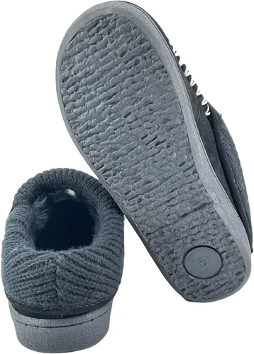 Vista 5 de Clarks Pantuflas de piel de ante con patrón de espiga para mujer, plantilla cómoda de felpa extraíble, pantuflas para interiores y exteriores
