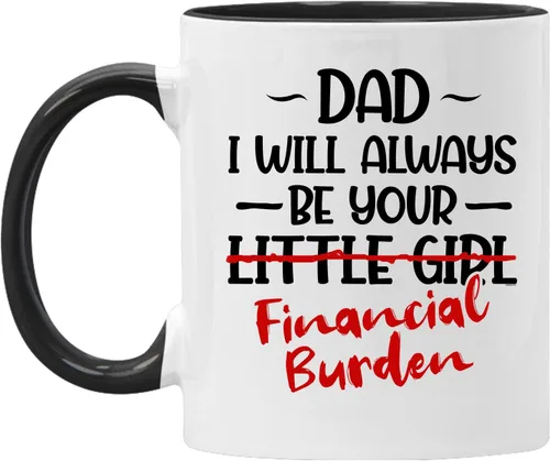 Vista 8 de Veracco Taza de café de cerámica con texto en inglés "Dad I will Always Be Your Little Girl" Financial Burden Financial Burden, taza para el mejor