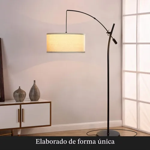 Vista 7 de Brightech Grayson Lámpara de pie LED de arco para oficina y sala de estar, lámpara de brazo ajustable en estilo industrial para lectura de Negro