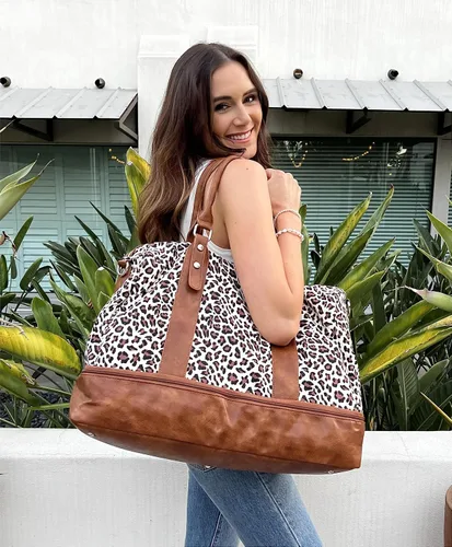 Vista 2 de Newshows Bolsa de viaje para mujer con manga para equipaje, marrón (Leopard-brown)), Newshows SM04V949